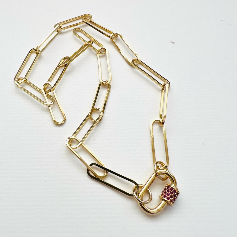 1x Custom Minimalist choker carabiner paperclip chain necklace 16” - Picture 14 of 15